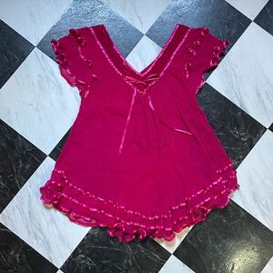 Pink Ruffled Babydoll Top